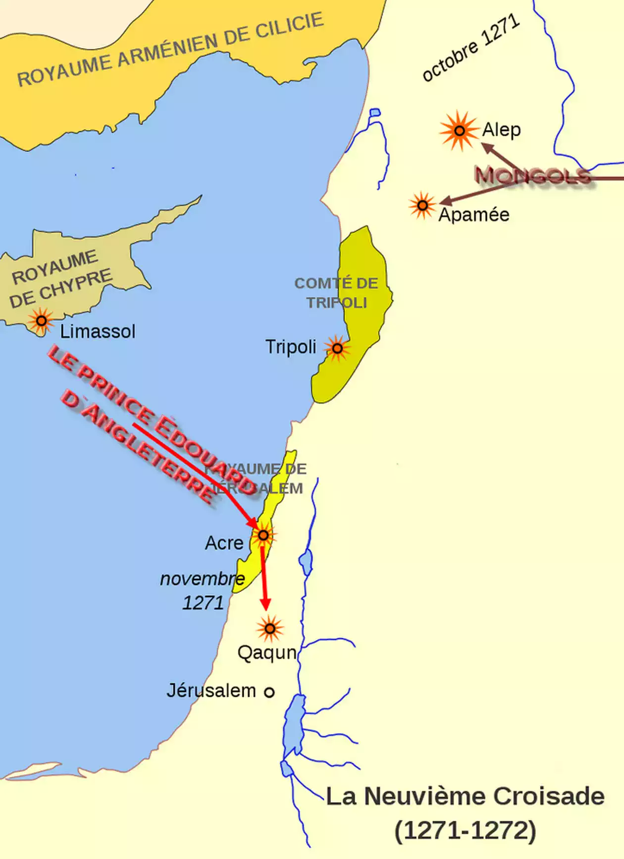 neuvième Croisade un simple aller et retour à Acre du  prince Édouard d’Angleterre